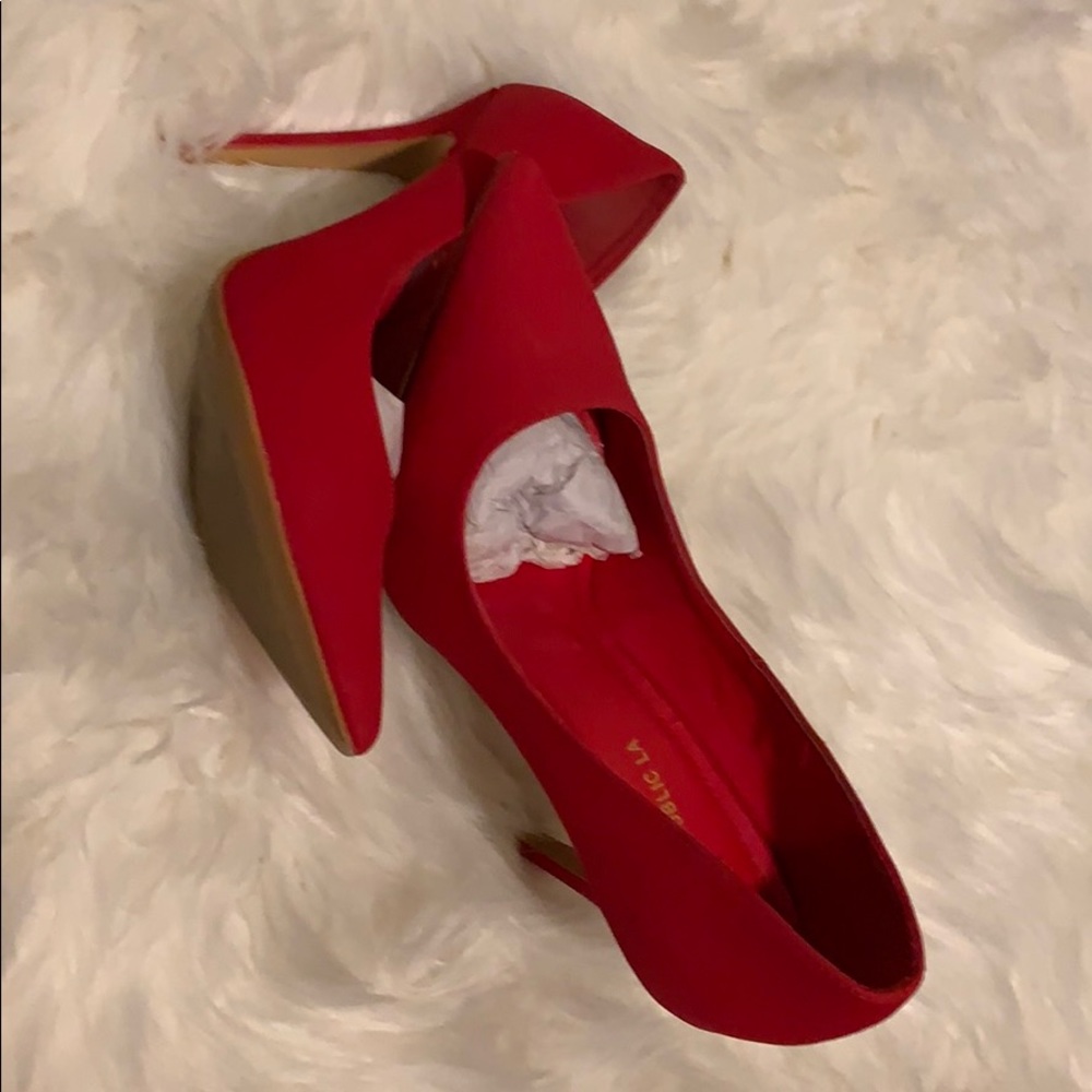 Fire red pumps, worn once